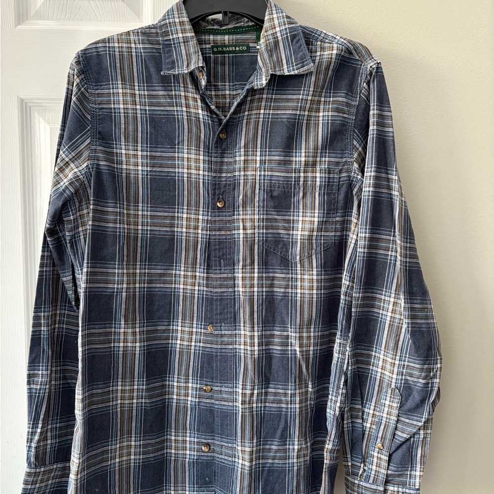 Classic Blue Plaid Button Down Shirt